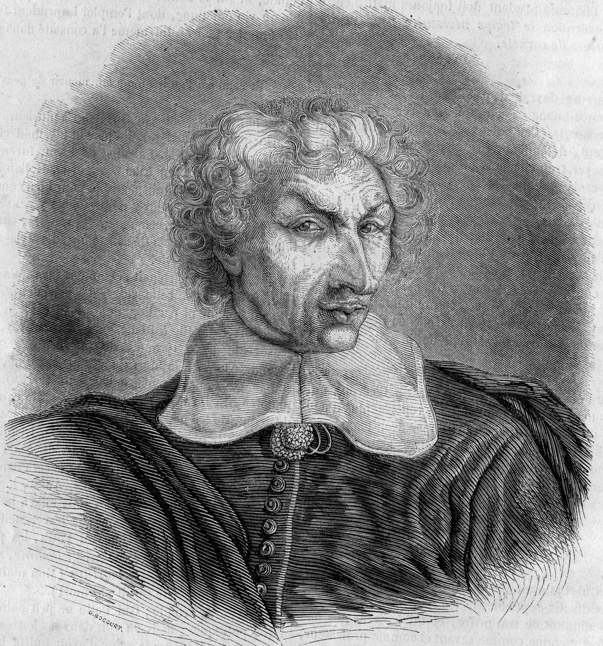 Portrait de Gui (Guy) Patin (1601-1672), médecin et écrivain français. Gravure de Bocour dans « Le Magasin pittoresque » - French School