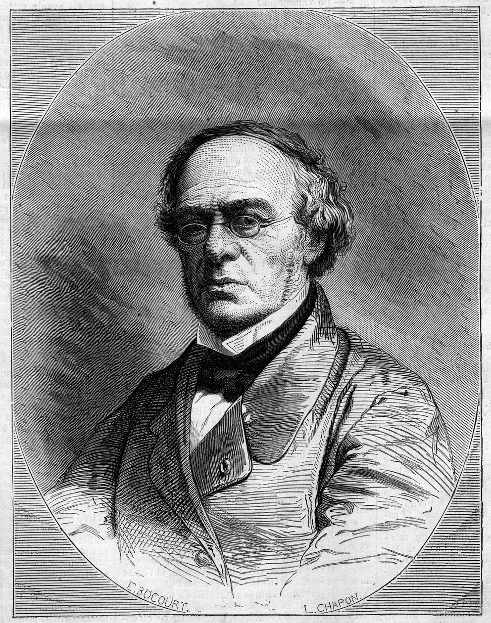 Portrait de Halévy (Jacques Fromental Lévy, dit) (1799-1862), compositeur français. Gravure dans « Le Monde Illustré » n°25 du 29 mars - French School