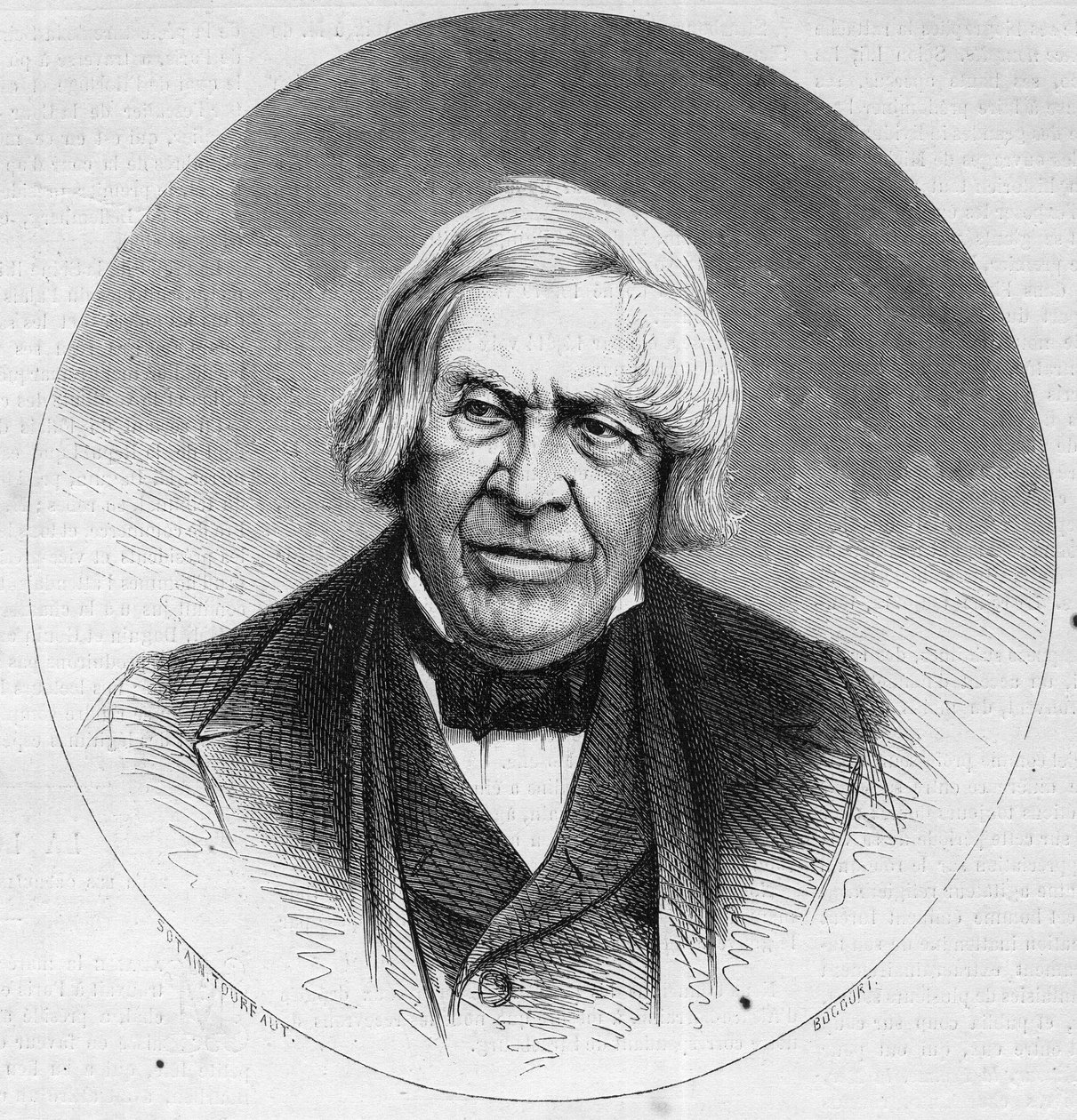Portrait de Jules Michelet, historien et écrivain français. Gravure dans "Le Monde Illustré" n°879 du 14 février 1874 - French School
