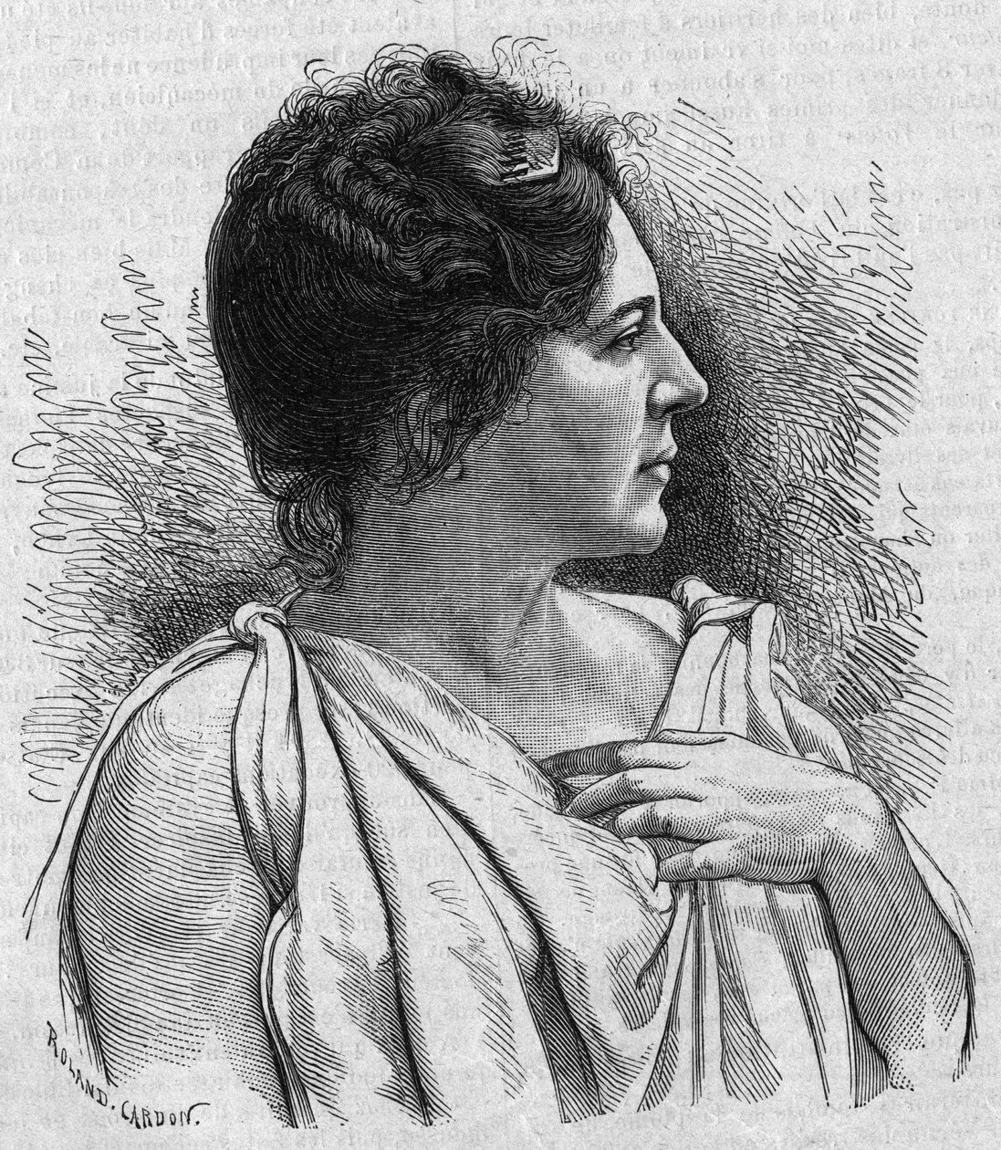 Portrait de Madame Agar (Marie Léonide Charvin, dite) (1836-1891), comédienne française. Gravure dans "La gazette du dimanche" du 21 novembre 1895. - French School