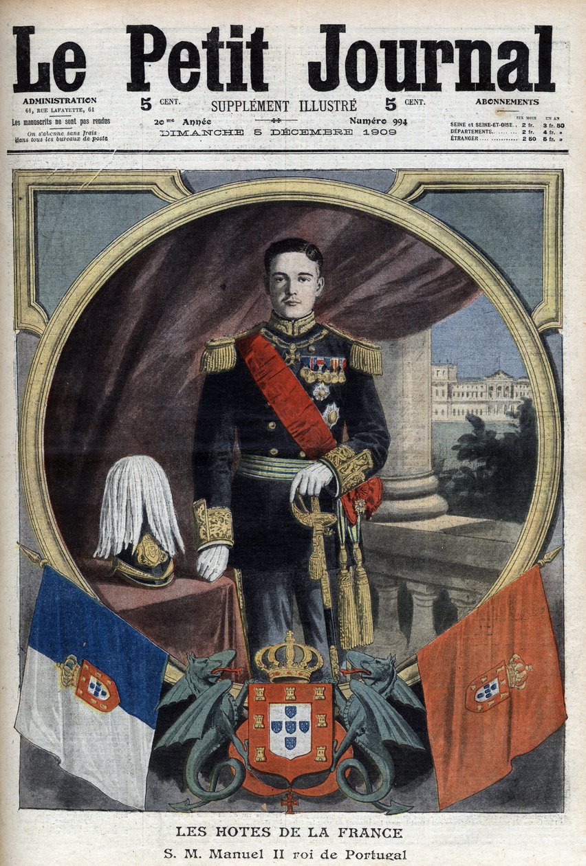 Portrait de Manuel II roi du Portugal (1889-1932) lors de sa visite à Paris - « Le Petit Journal » du 5 décembre - French School