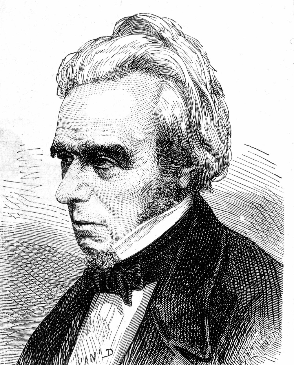 Portrait de Michel Faraday (1791 - 1867), physicien et chimiste britannique - dans « Album de la Science; savants illustres; Grandes découvertes » 1896 - French School