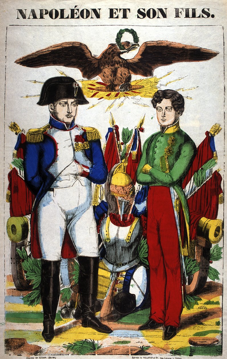 Portrait de Napoléon Ier et de son fils, Napoléon II. Image d