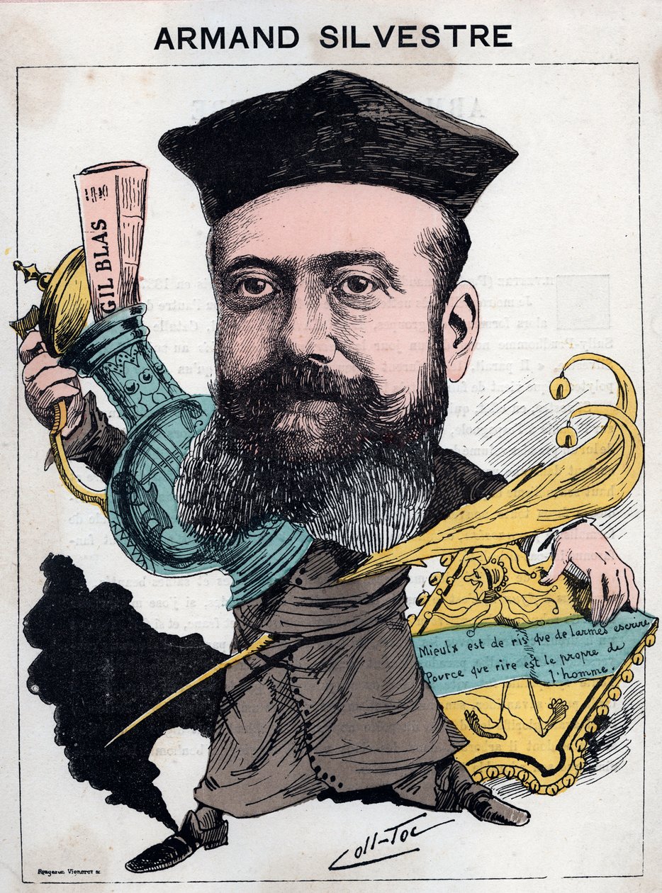 Portrait de Paul Armand Silvestre (1837-1901), poète français - caricature par Collignon et Tocqueville dans « Les Hommes d