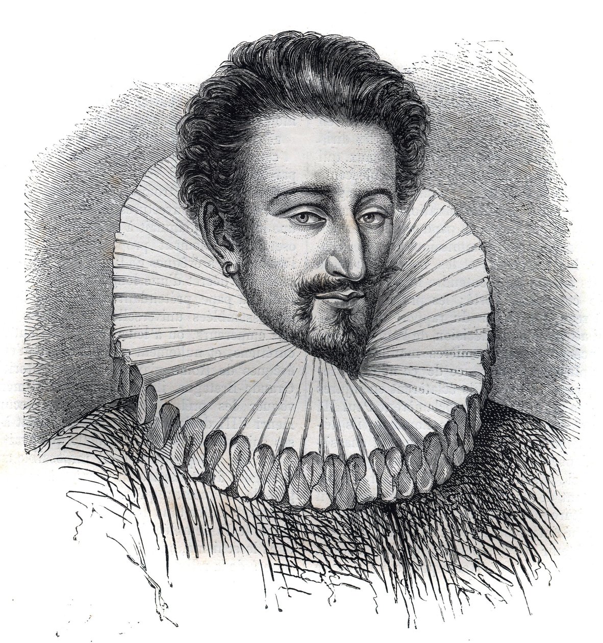 Portrait de Pierre Farnese (Pietro Farnese) (1350-1415). Il porte un col fraise. Gravure dans "Histoire des papes (...) Crimes des rois et empereurs à travers les siècles" par Maurice Lachatre - French School