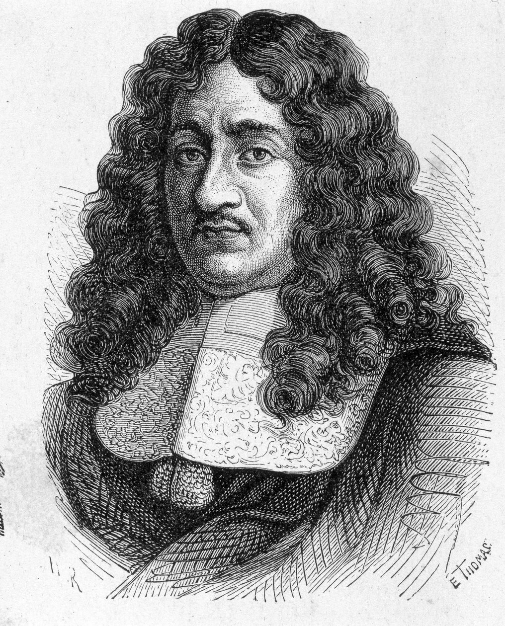 Portrait de Pierre Paul de Riquet (1604 - 1680), ingénieur français qui a construit le canal du midi - dans "Album de la Science; savants illustres; Grandes découvertes" 1896. - French School
