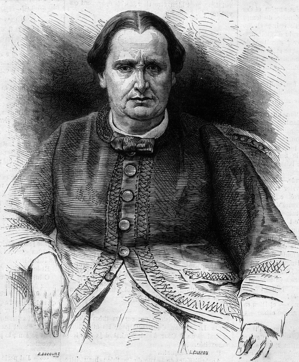 Portrait de la princesse Elisa Napoleone Baciocchi (1806-1869), nièce de Napoléon Ier. Gravure dans « Le Monde Illustré » n°618 du 13 février 1869 - French School