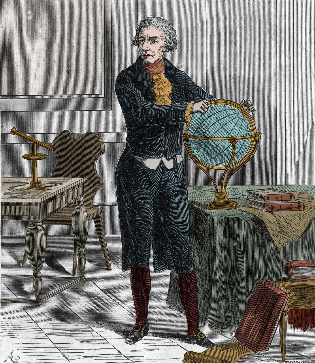 Portrait de Sir Friedrich Wilhelm Herschel (1738-1822), astronome et physicien germano-britannique - Gravure dans « Sciences à la portée de tous - physique et chimie populaires » par Alexis Clerc - French School