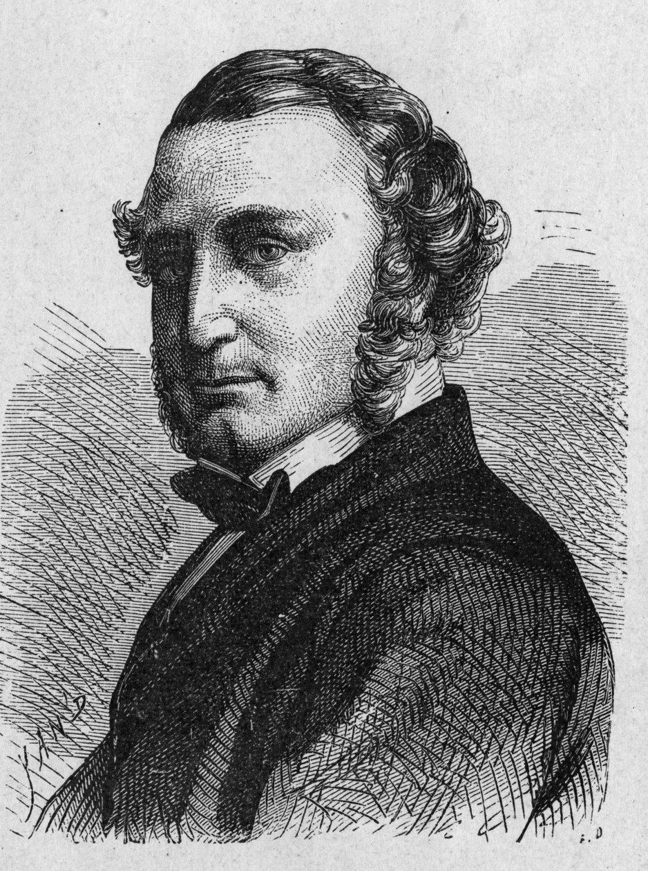 Portrait de Thomas Russell Crampton (1816 - 1888), ingénieur britannique : il a conçu une locomotive à grande vitesse, construit le réseau hydraulique de Berlin et participé à l