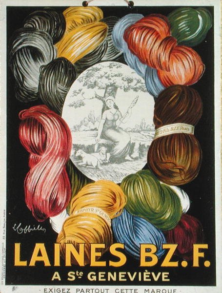 Affiche publicitaire pour la marque de laine 