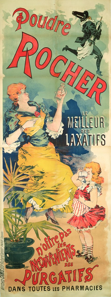 Affiche publicitaire pour la poudre Rocher, Le Meilleur Laxatif, vers 1900 - French School