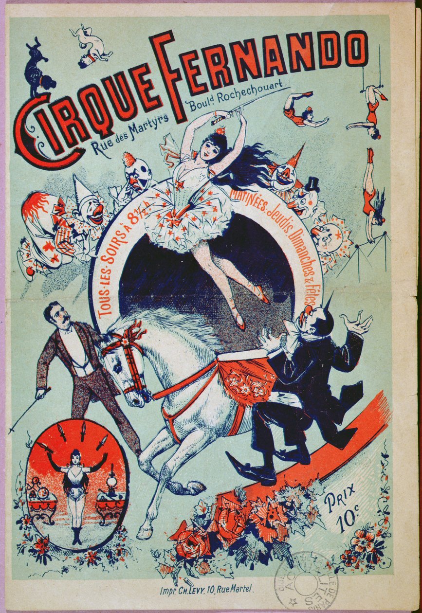 Affiche publicitaire pour le Cirque Fernando, Paris - French School