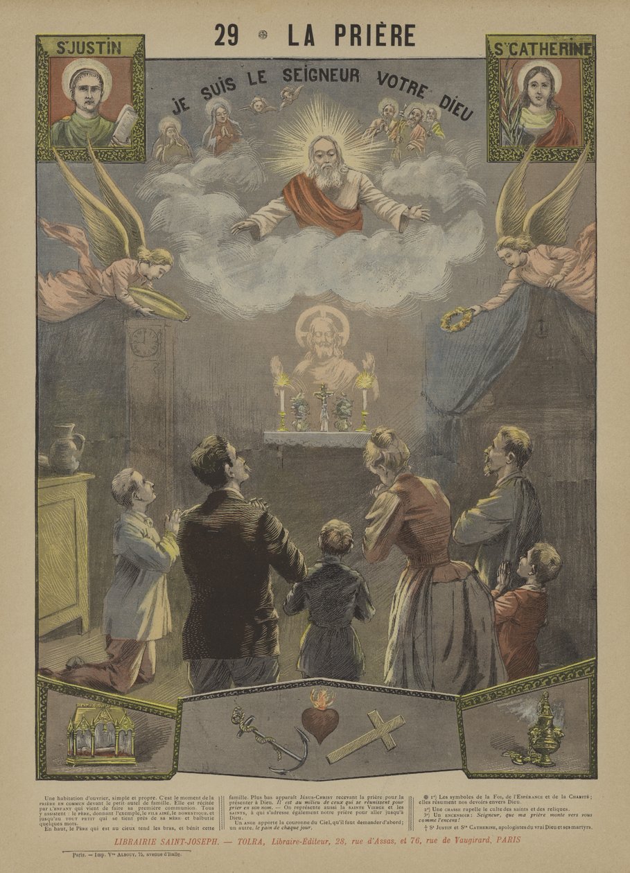 Prière (lithographie couleur) - French School