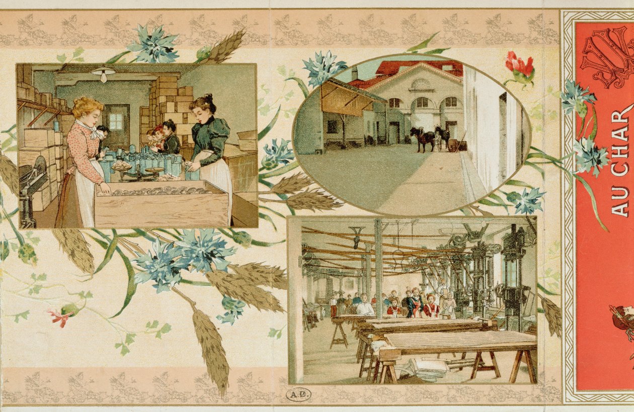 Préparation des pâtes dans une usine, vers 1900 - French School