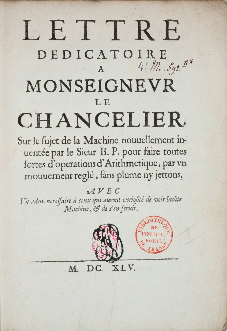 Lettre dédicatoire imprimée sur l