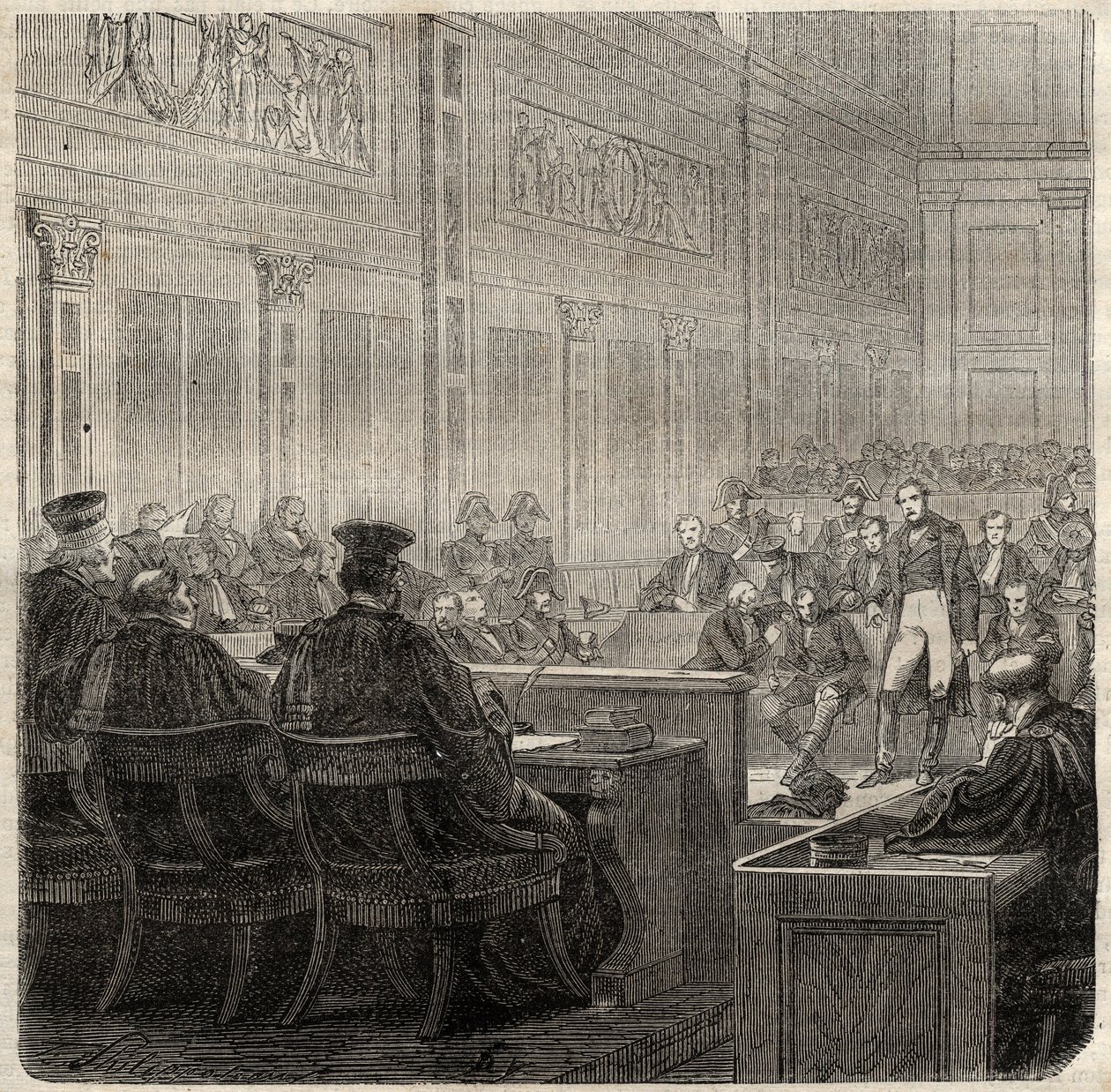 Procès par la Cour royale de Poitiers du général Jean Baptiste Breton dit Berton en 1822 - French School