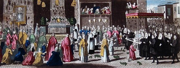 Procession pendant la Fête-Dieu à Paris - French School
