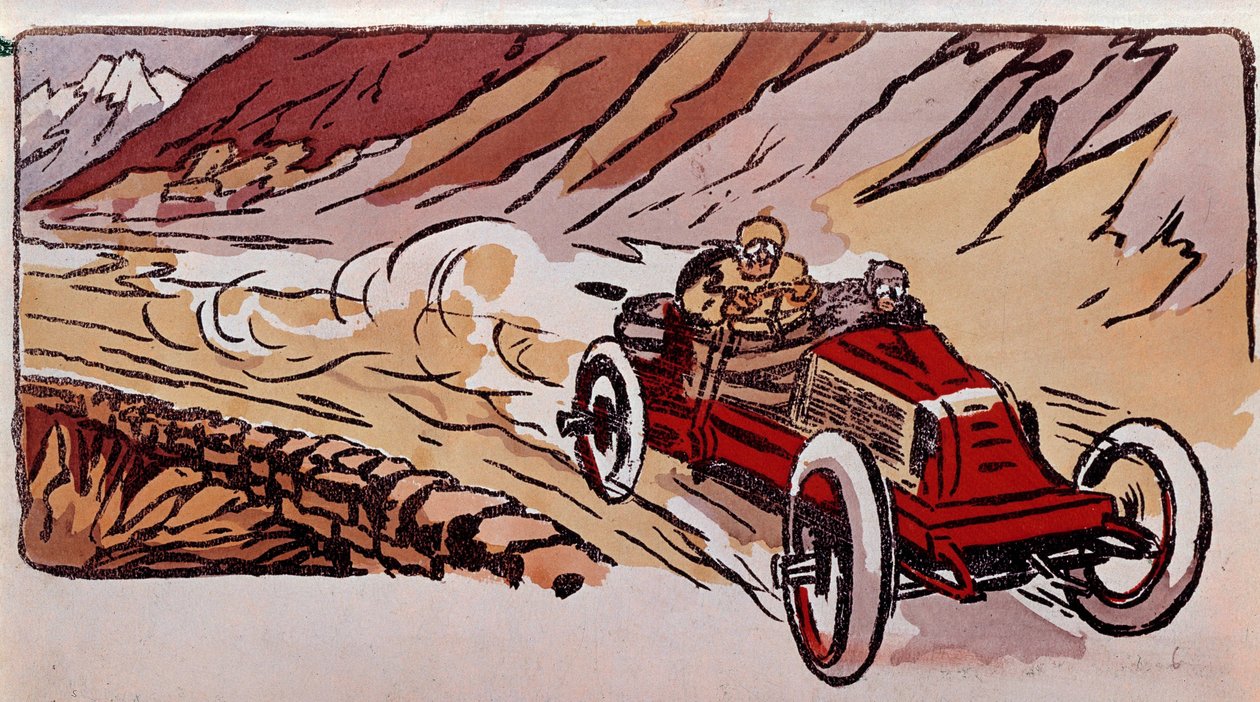 Course entre Paris et Vienne : une voiture Renault établit le record de vitesse en 15 heures 46 minutes et 41 secondes pour une distance de 1419 kilomètres. - French School