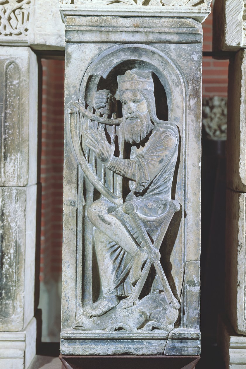 Relief représentant le Roi David jouant de la harpe, de La Daurade - French School