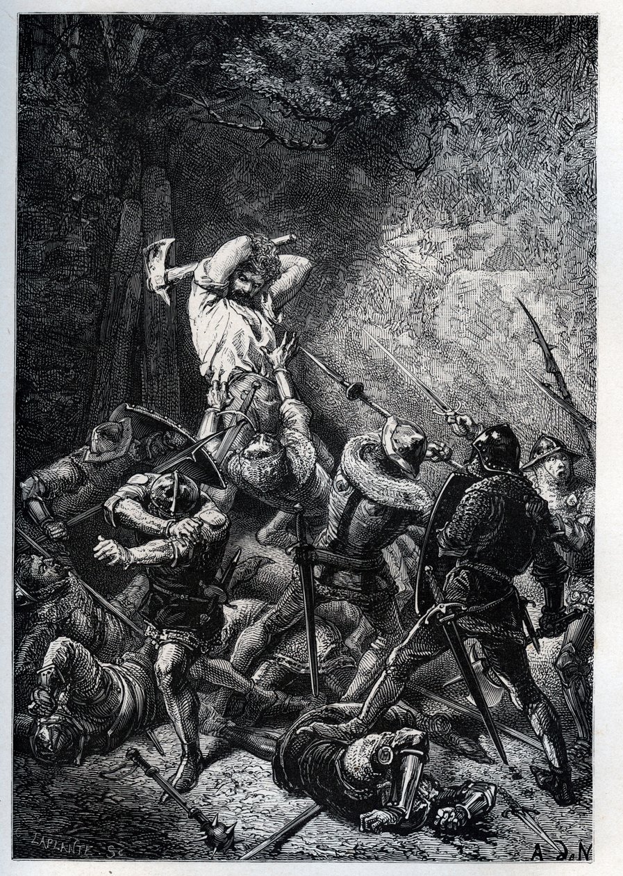 Représentation du Grand Ferré (ou Ferret) (ca. 1330-ca. 1358) héros picard de la Guerre de Cent Ans - gravure de «L