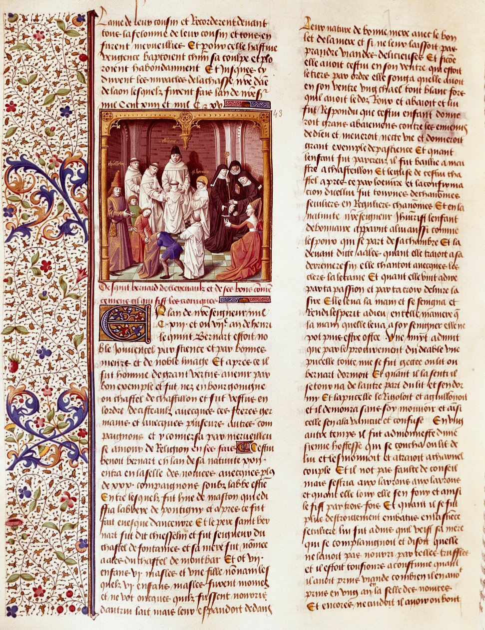 Représentation de Saint Bernard de Clairvaux (San Bernardo di Chiaravalle) (1090-1153) enfant. Il est au milieu de l
