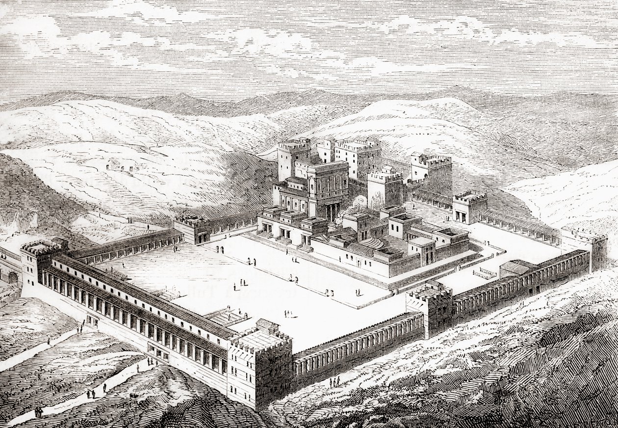 Second Temple restauré qui a remplacé le Temple de Salomon, Jérusalem, extrait de Les Merveilles de la Science, pub.1870 - French School