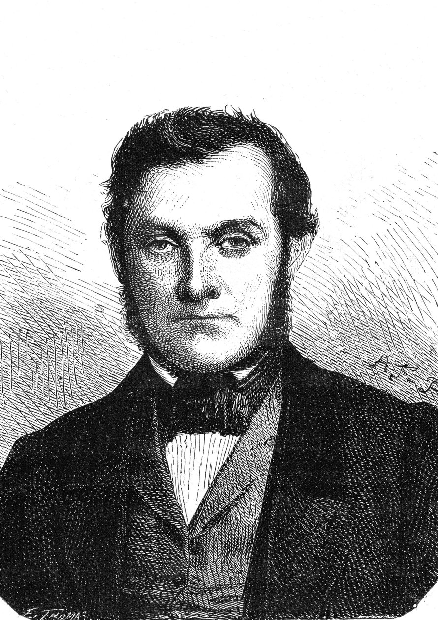 Richard Wilhelm Bunsen (1811-1899), chimiste allemand, découvreur du césium et du rubidium. Gravure 1867 - French School
