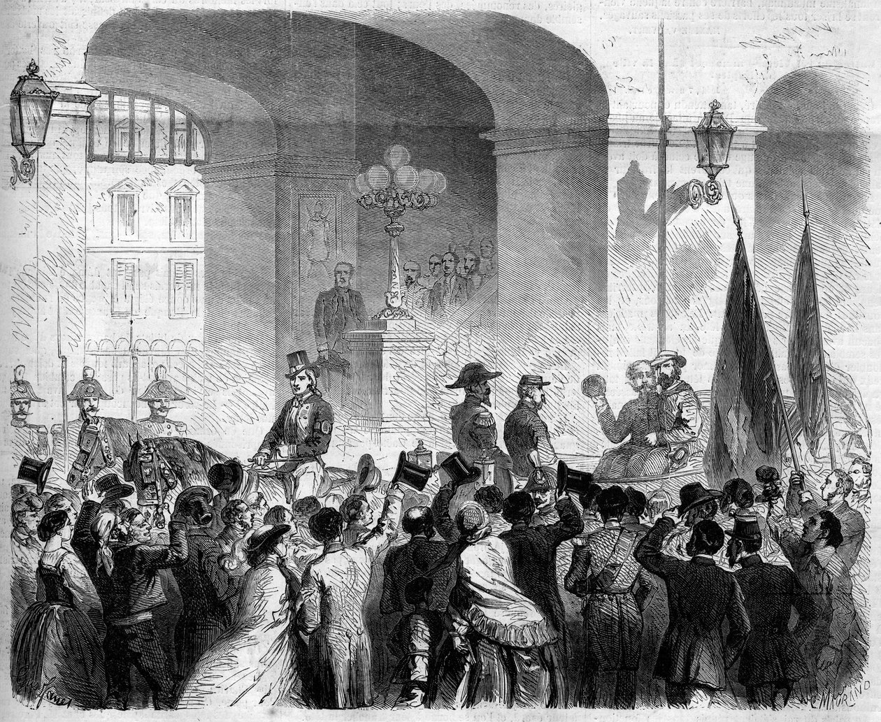 Risorgimento, Naples, 7 novembre 1860 : entrée de Victor Emmanuel II (Vittorio Emanuele) (1820-1878), roi d