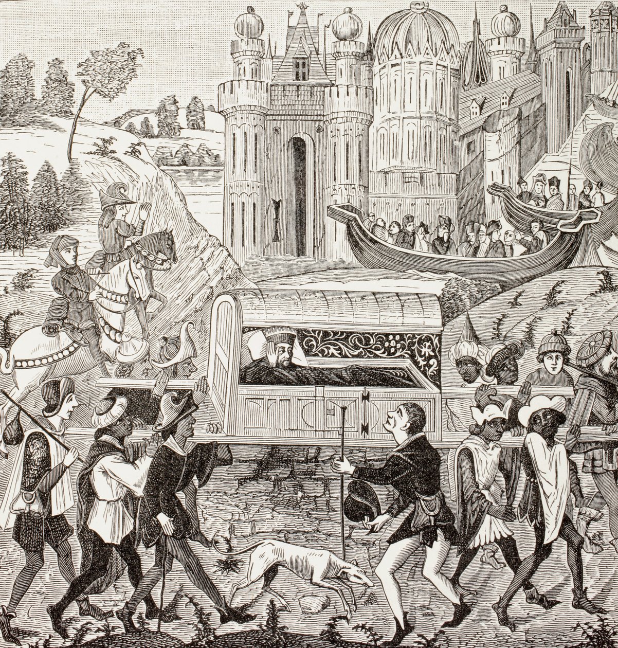 Robert I, Duc de Normandie, est porté dans sa litière par des Nègres, de 