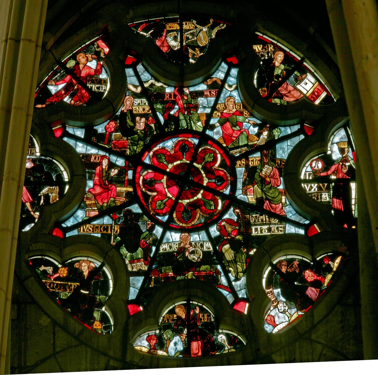 Rosace représentant les vices et les vertus - French School