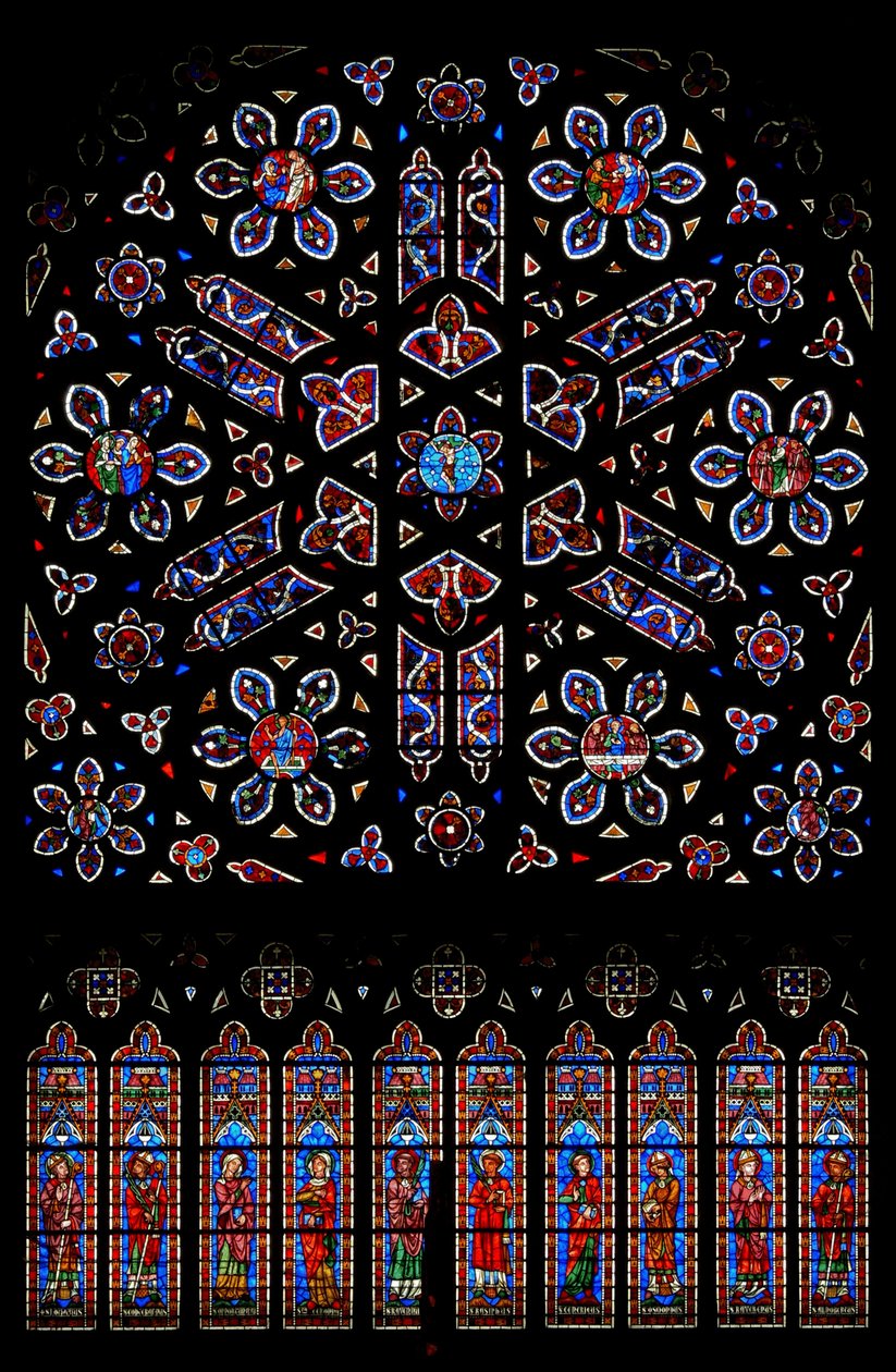 Rosace avec la Crucifixion entourée de scènes de la Résurrection - French School