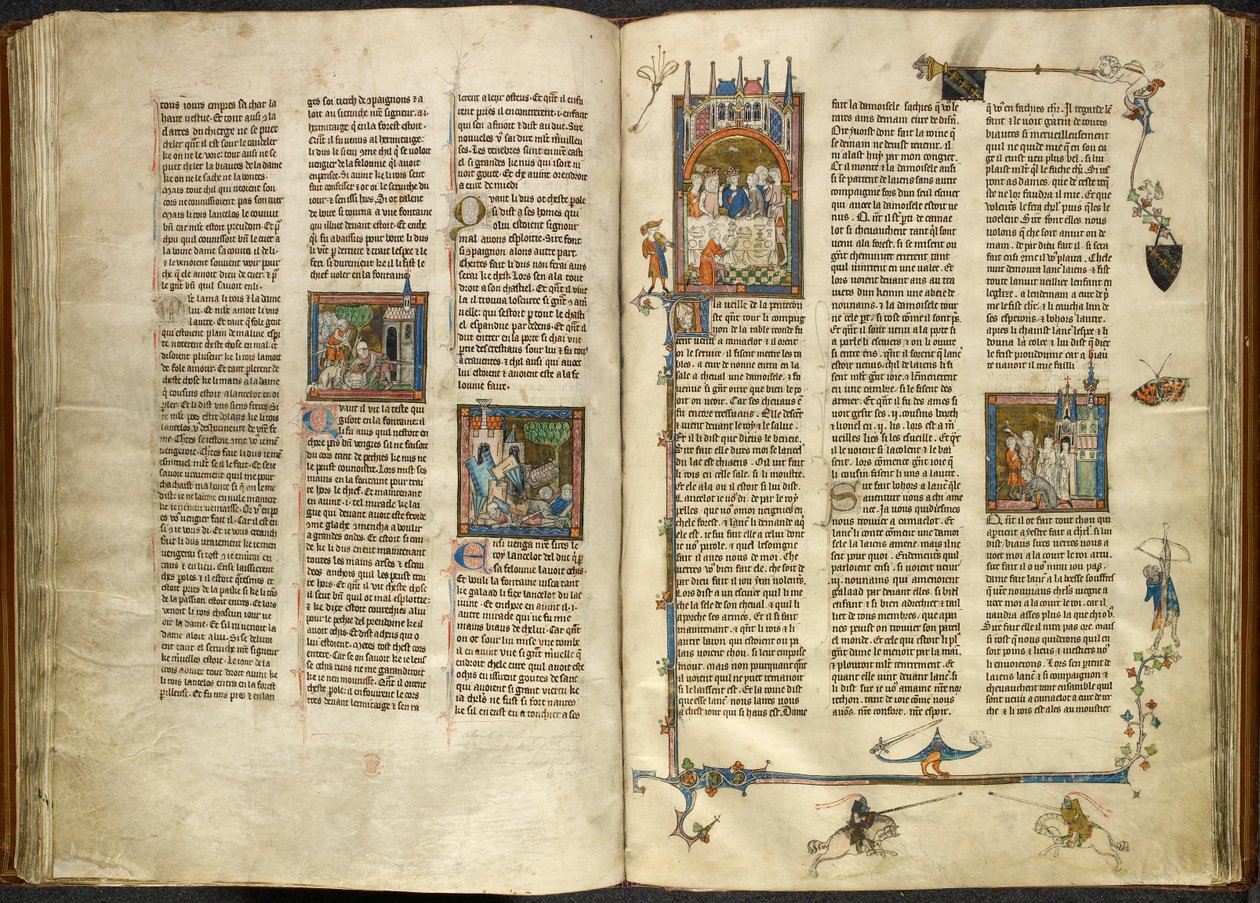 Lancelot retirant la tête de son grand-père décapité, le roi, d