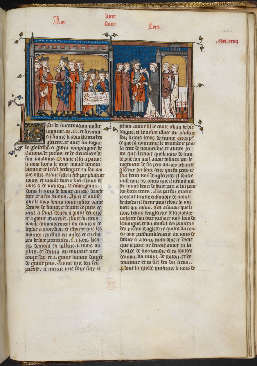 Henri III rend visite à Louis IX, et Henri III à Saint-Denis, page de 