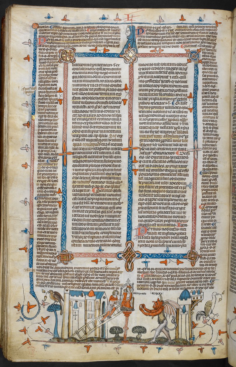 Le Peintre et le Diable, des Décrétales de Grégoire IX avec gloss de Bernard de Parme - French School