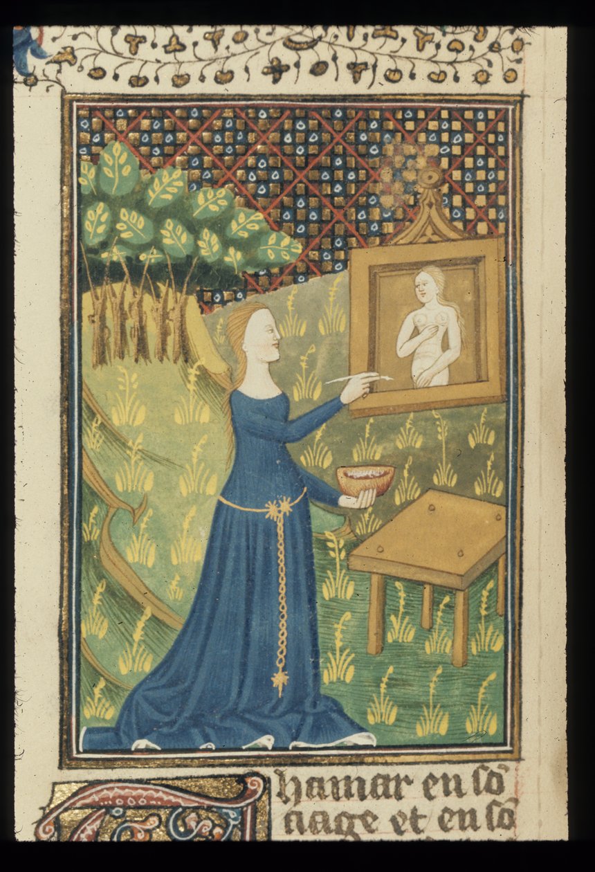 Page de De claris mulieribus dans une traduction française anonyme (Le livre de femmes nobles et renommées) par Giovanni Boccaccio - French School