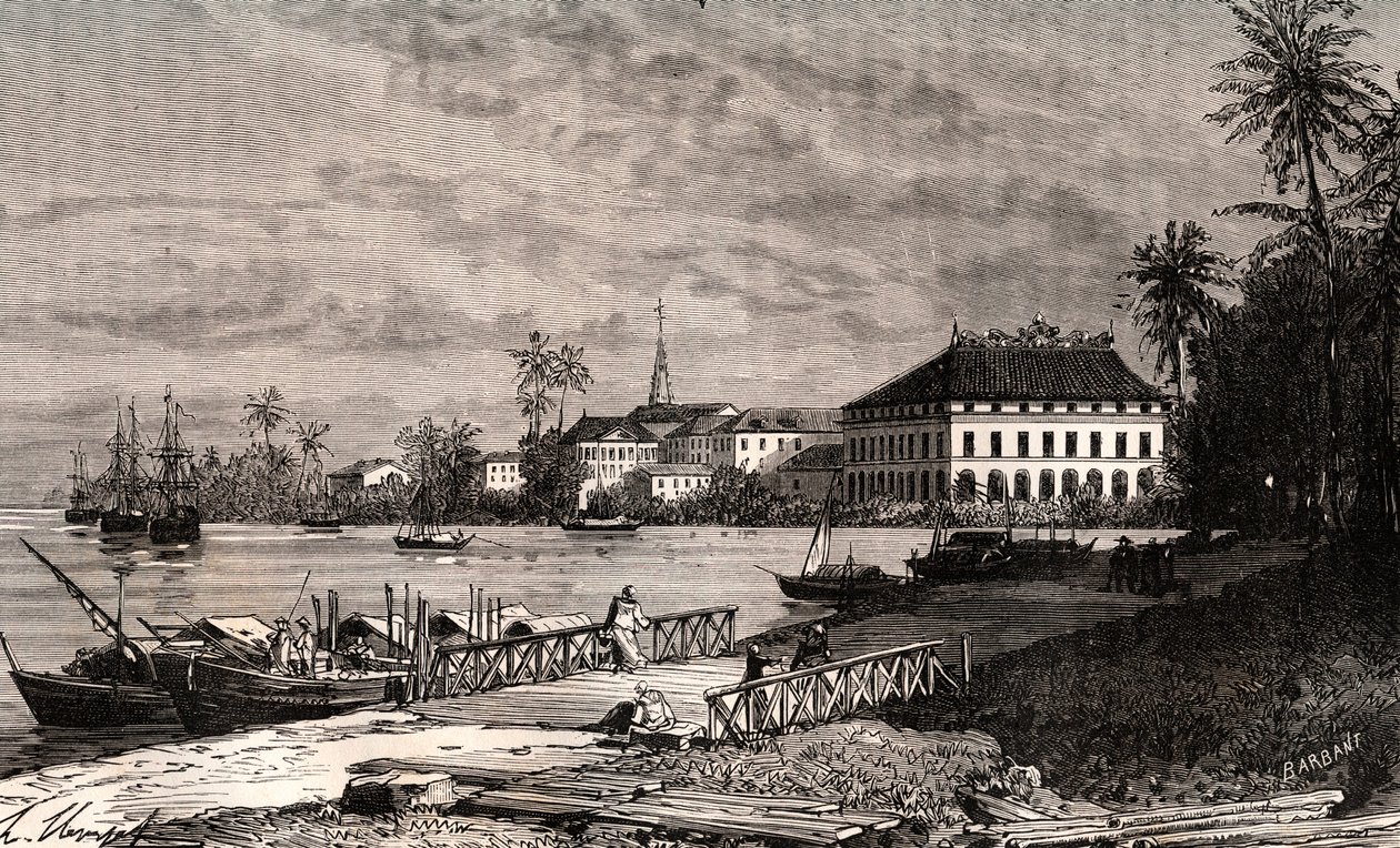 Saigon - Vietnam - Ho-Chi-Minh-Ville - gravure dans «La France illustrée: géographie, histoire, administration statistique» par V.-A. Malt-Brown. 1884 - French School