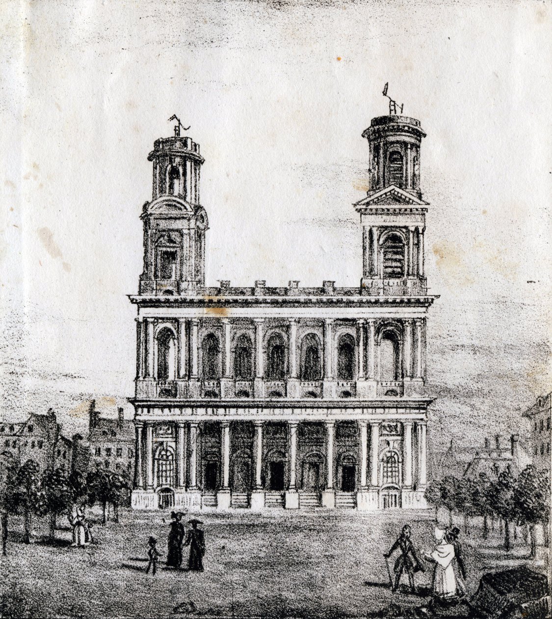 Église Saint-Sulpice, Paris - "Alphabet Pittoresque des Monuments de Paris" vers 1840 (gravure) - French School