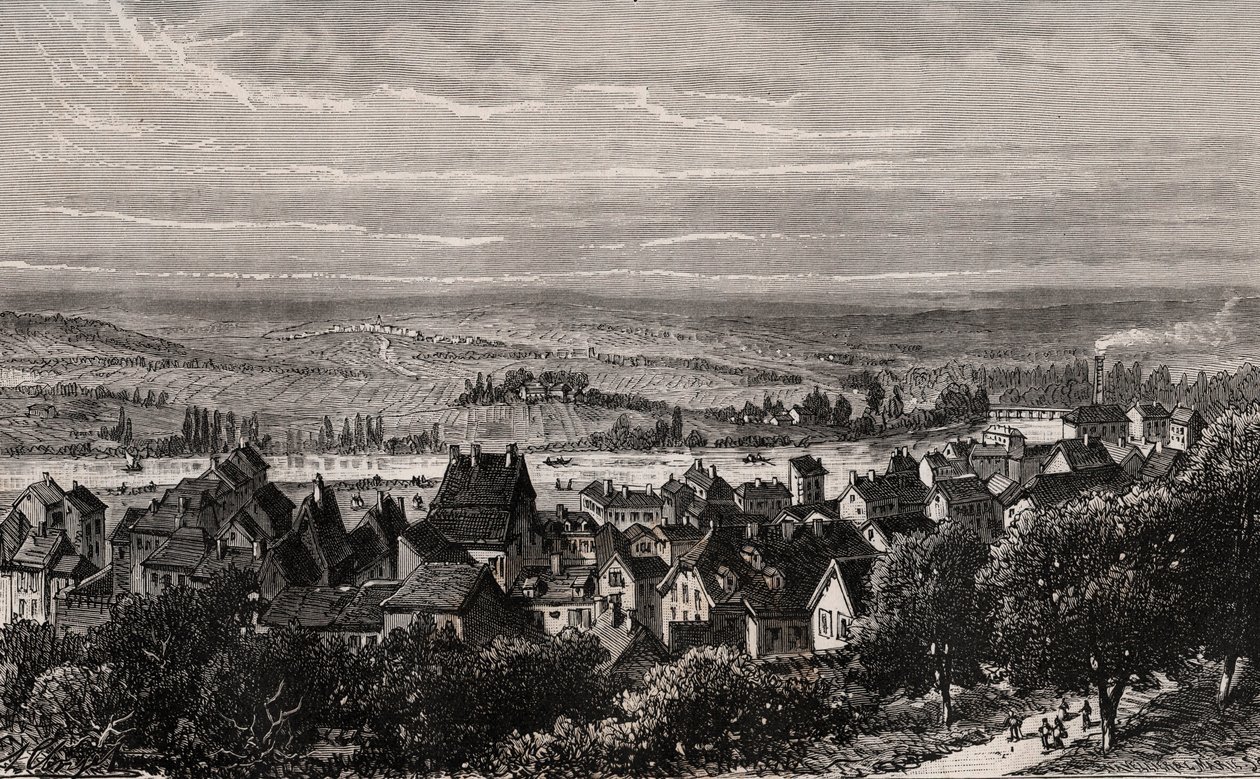 Sarreguemines - Moselle - gravure dans "La France illustrée : géographie, histoire, administration statistique" par V.A. Malt-Brown. 1884 - French School