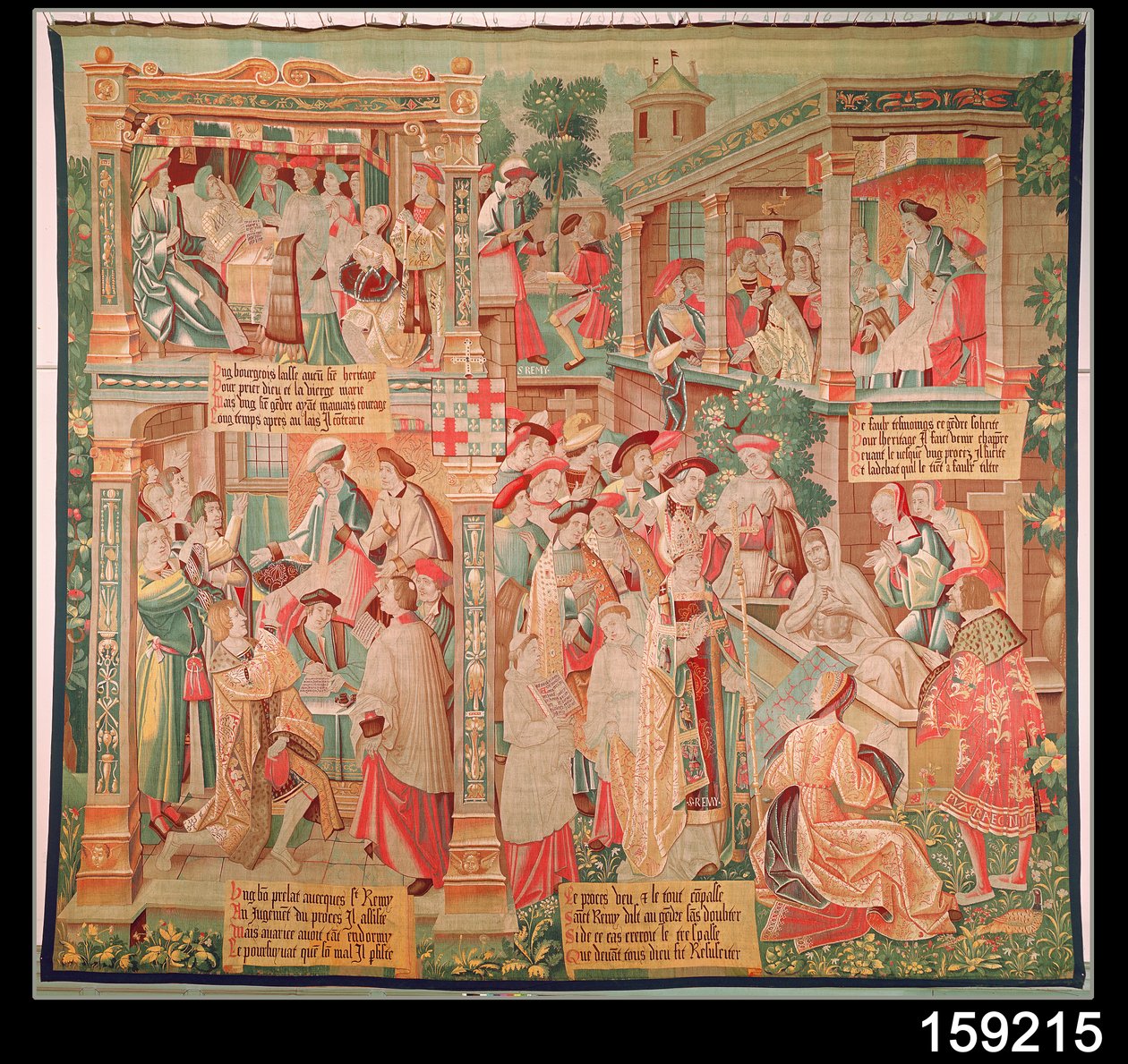 Scènes de la vie de Saint Remi (d.533) évêque de Reims : Le Miracle du Testament du Riche et la Résurrection d