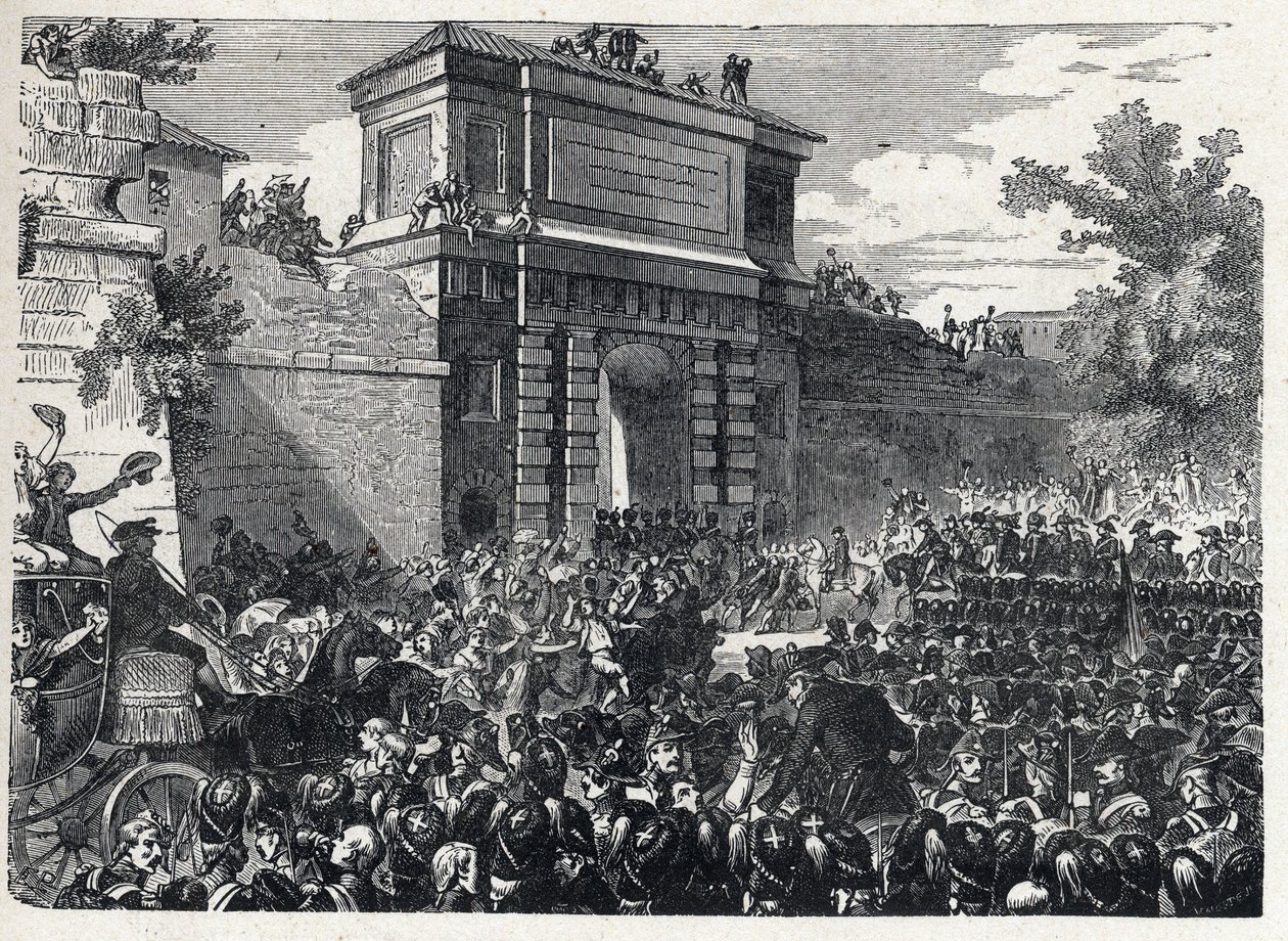 Deuxième coalition : la bataille de Hohenlinden (près de Munich, Allemagne) le 12 Frimaire an IX (3 décembre 1800) entre les troupes françaises du général Jean Victor Moreau et les forces autrichiennes et bavaroises commandées par l