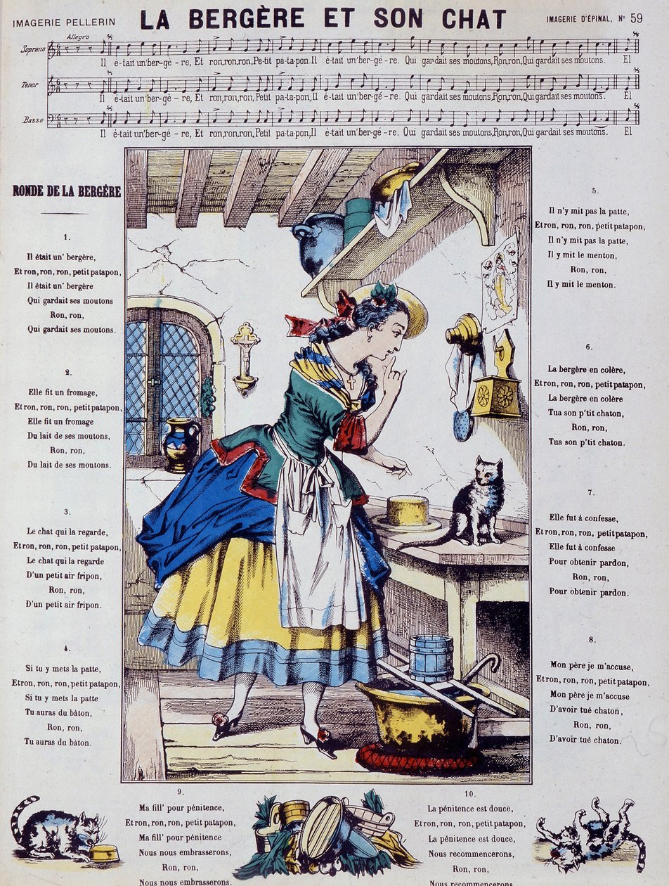 Partition de chanson populaire : la bergère et son chat - image d