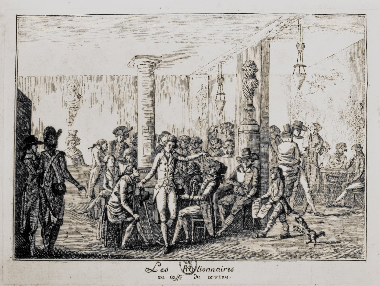 Sieyes et Les Nationnaires au café du caveau à Paris, août 1789 (gravure) - French School