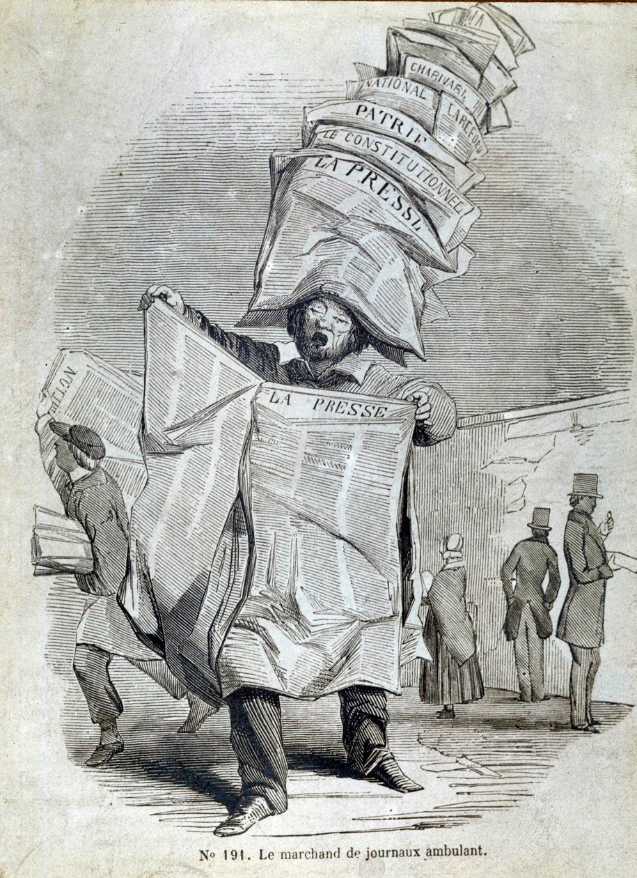 Petit métier parisien : le marchand ou crieur de journaux ambulants. - French School
