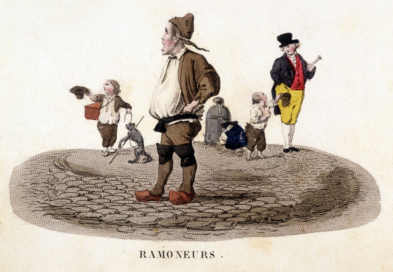 Petites cheminées criant dans les rues - French School