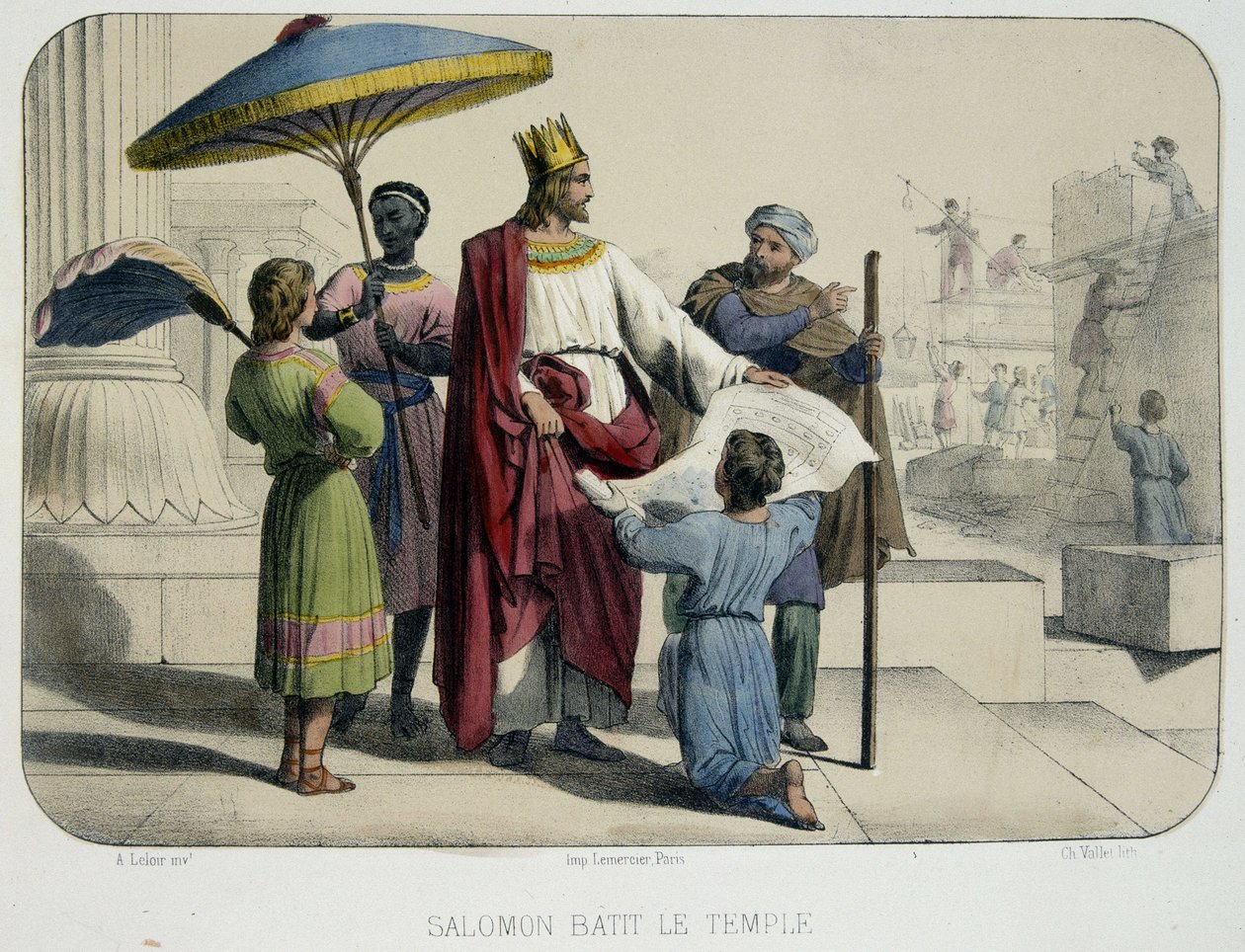 Salomon construisant le temple (le chantier en arrière-plan) - French School
