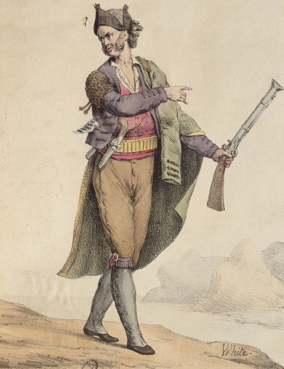 Contrebandier espagnol de la région de Cadix, 1815, gravée par Langlume (19ème siècle) - French School