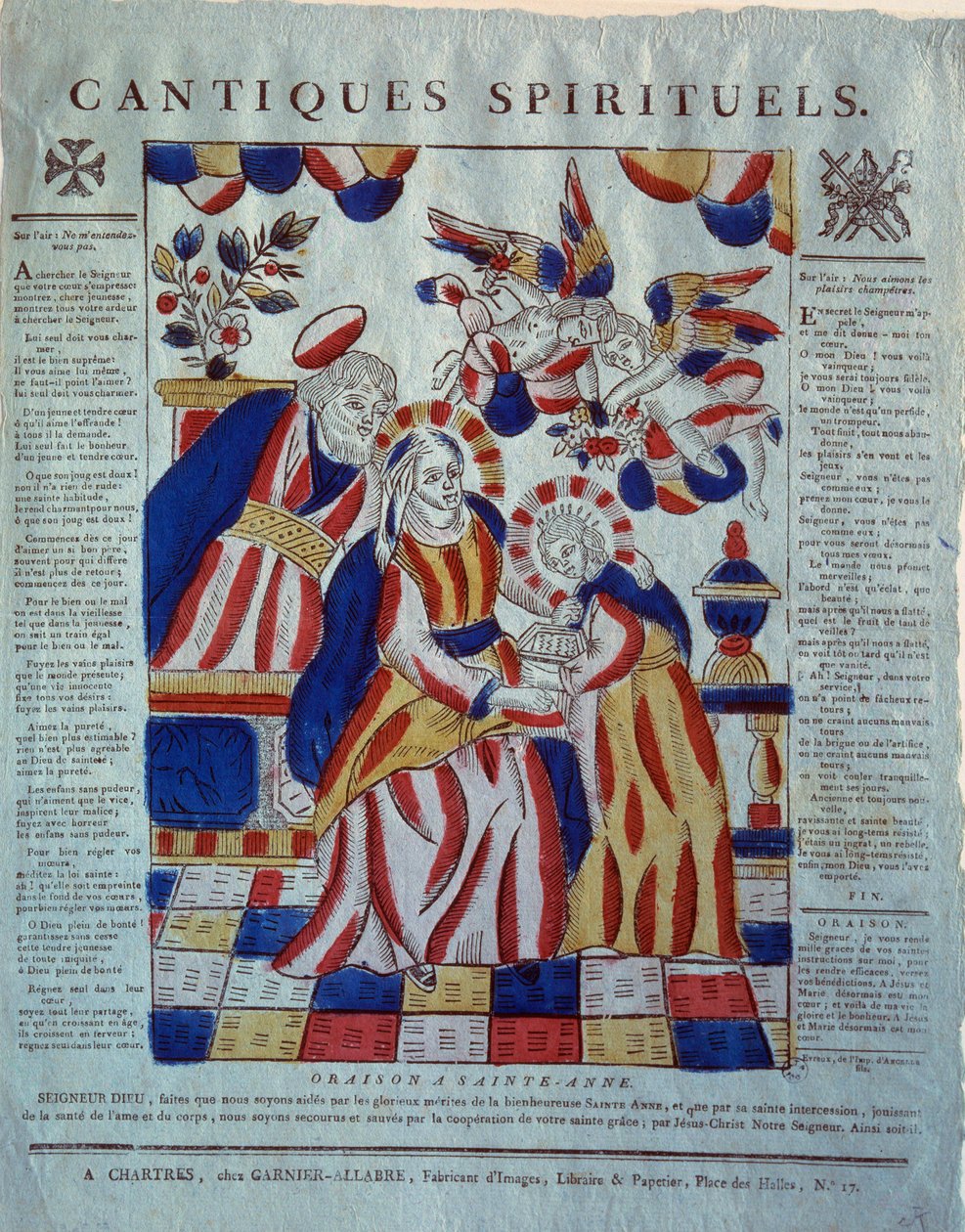 Chanson spirituelle : prière à Sainte Anne. Gravure du 19e siècle. Paris, Musée des Arts et Traditions populaires - French School