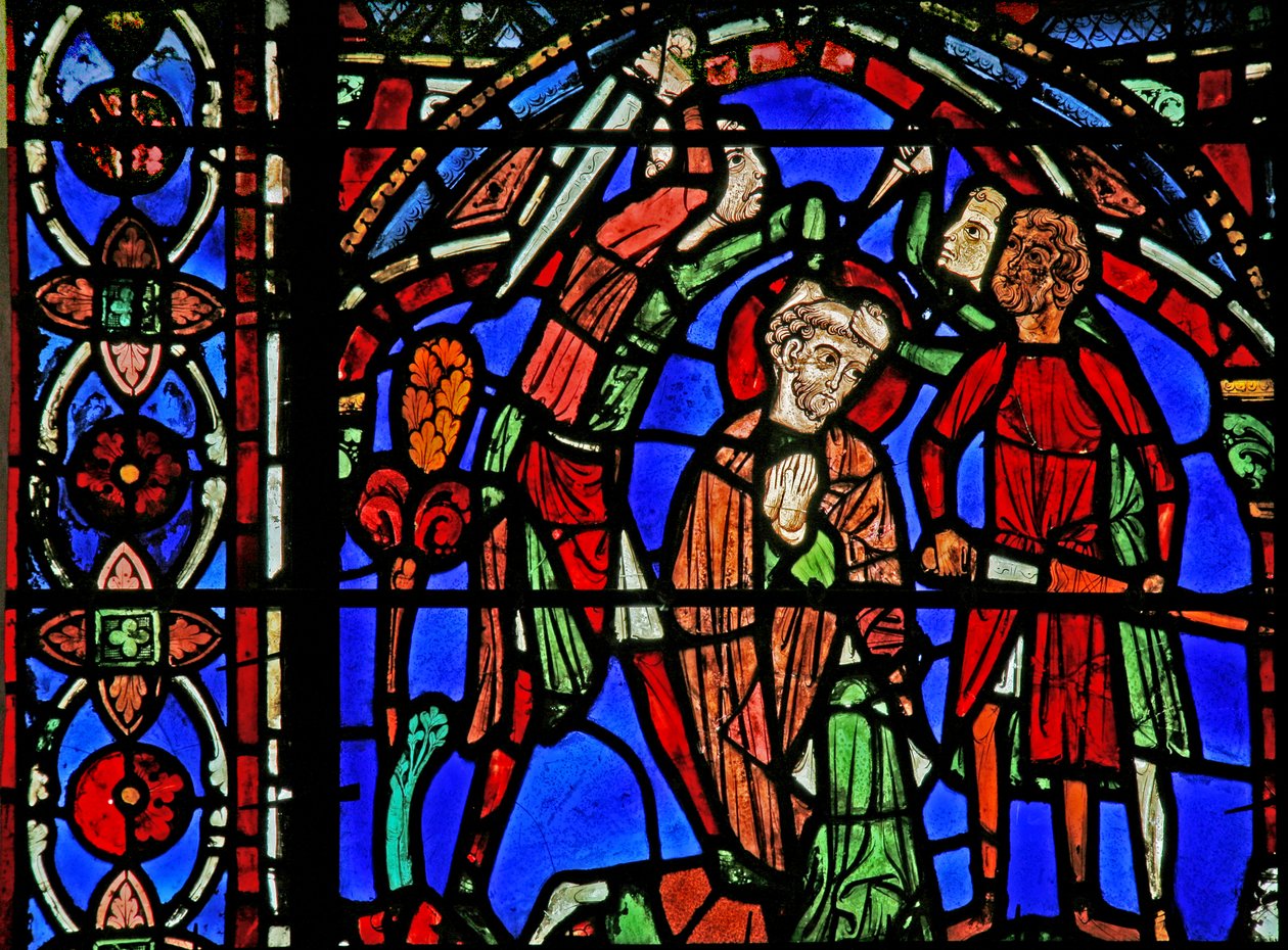 Vitrail de Saint Chéron : attaqué par des bandits - French School
