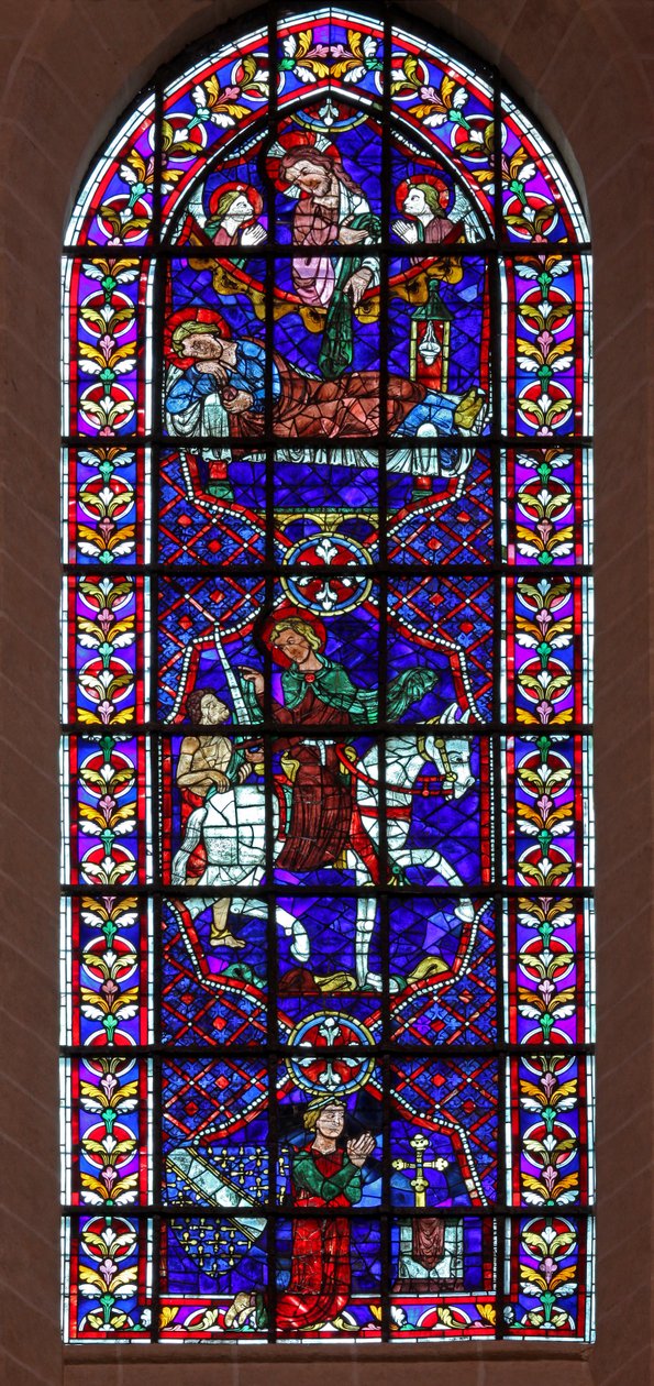 Saint Martin guérit les malades et partage son manteau avec un mendiant. Thibault VI, Comte de Chartres - French School