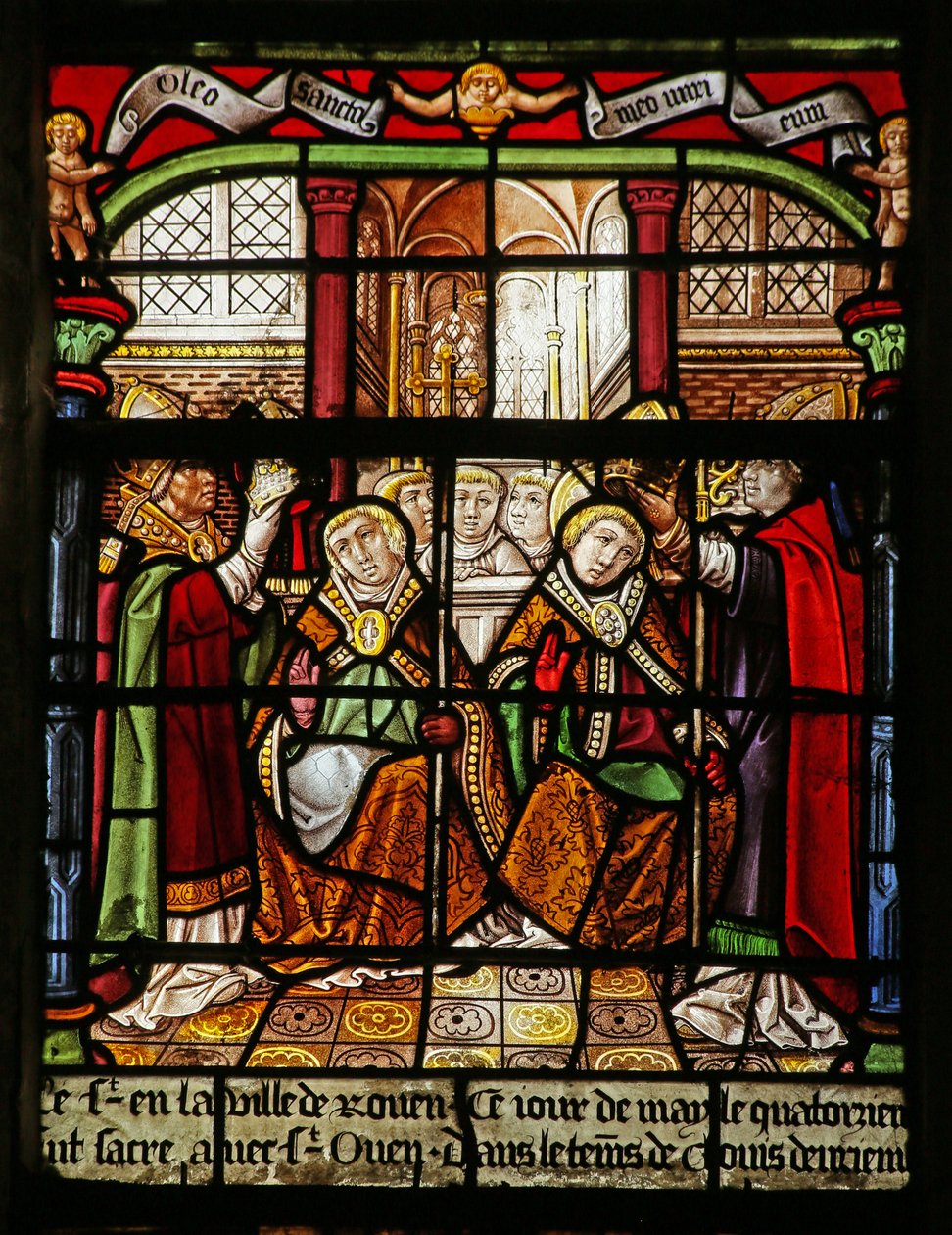 Saint Ouen et Saint Éloi en trône - French School